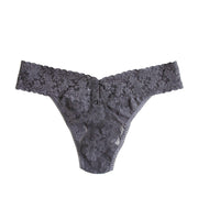 grey lace thong on a white background