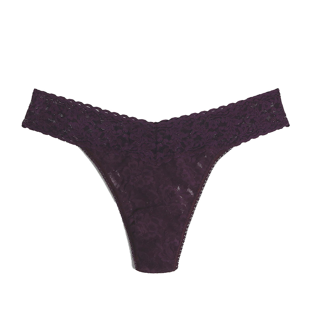 purple lace thong on a white background