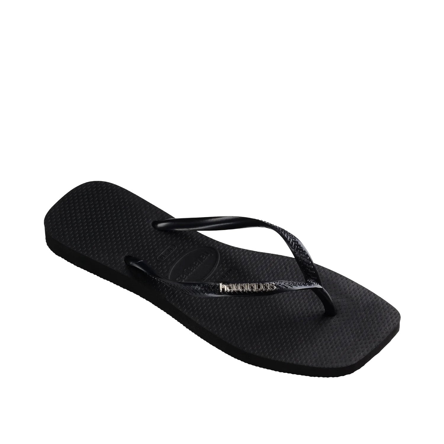 Havaianas Women's Slim Square Logo Metallic in Black/Silver