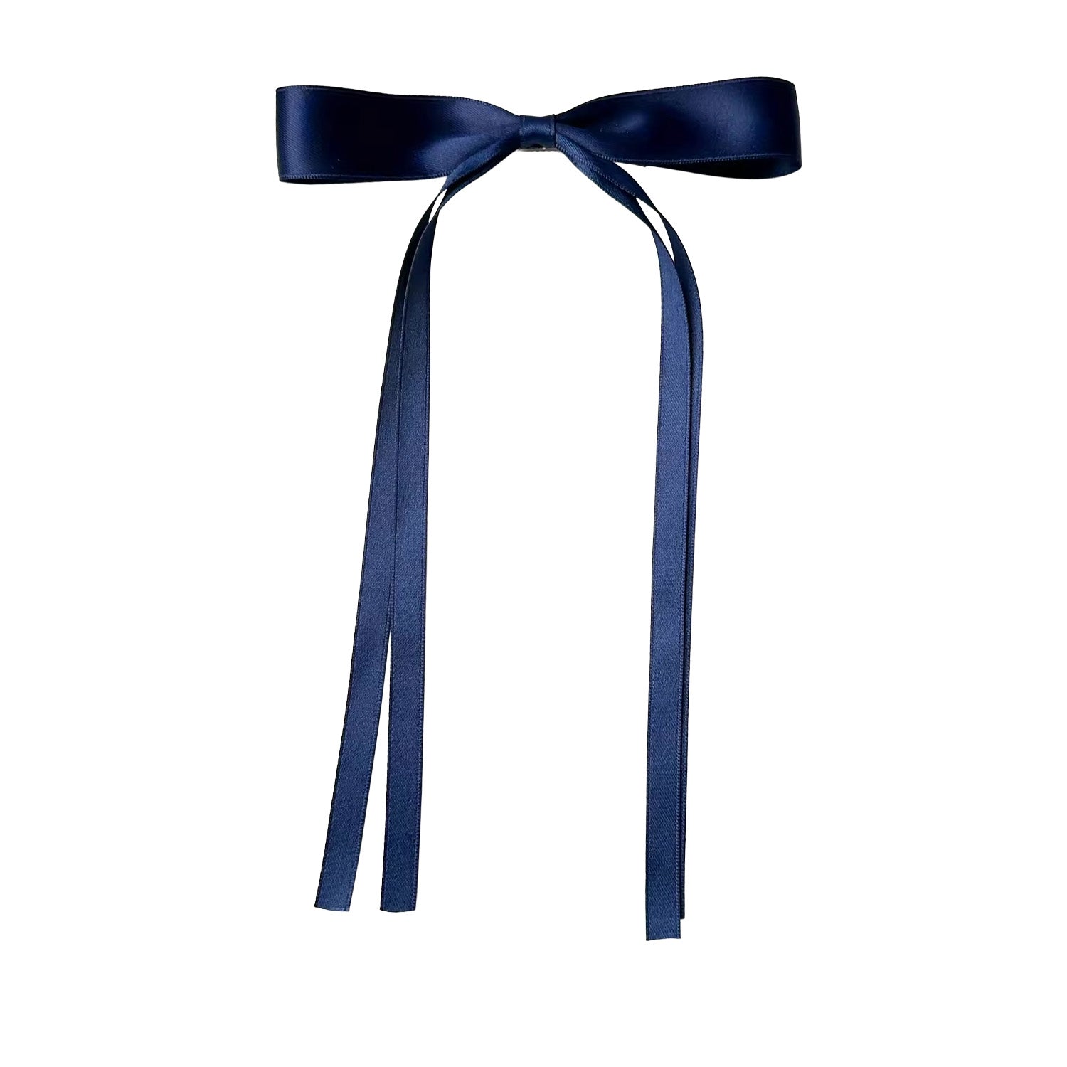 heel boy Women's Long Hair Bow Clip in Navy Blue