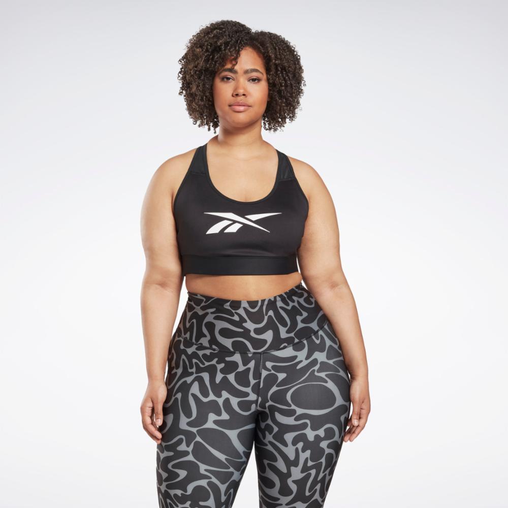 Reebok Apparel  Women's Reebok Lux Vector Racer Sports Bra (Plus Size) Reebok Training App Women Black Reg