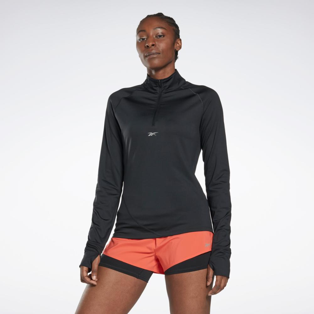 Reebok Apparel  Women's Running 1/4 Zip Reebok Running App Women Black Reg