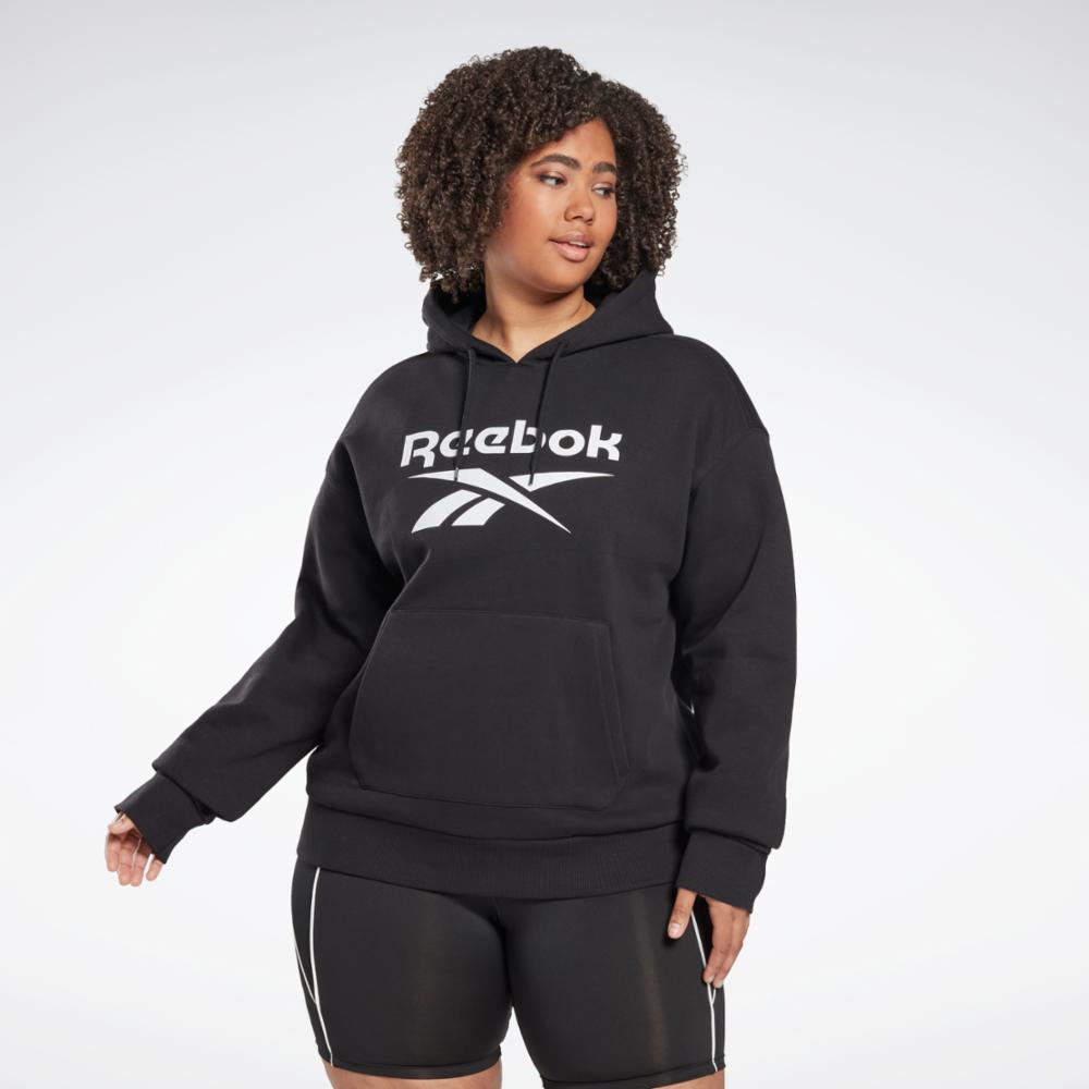 Sweat à capuche polaire Reebok pour femme Ri Bl, application d'entraînement Reebok pour femme, noir, standard