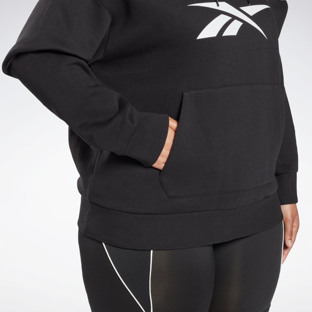 Sweat à capuche polaire Reebok pour femme Ri Bl, application d'entraînement Reebok pour femme, noir, standard