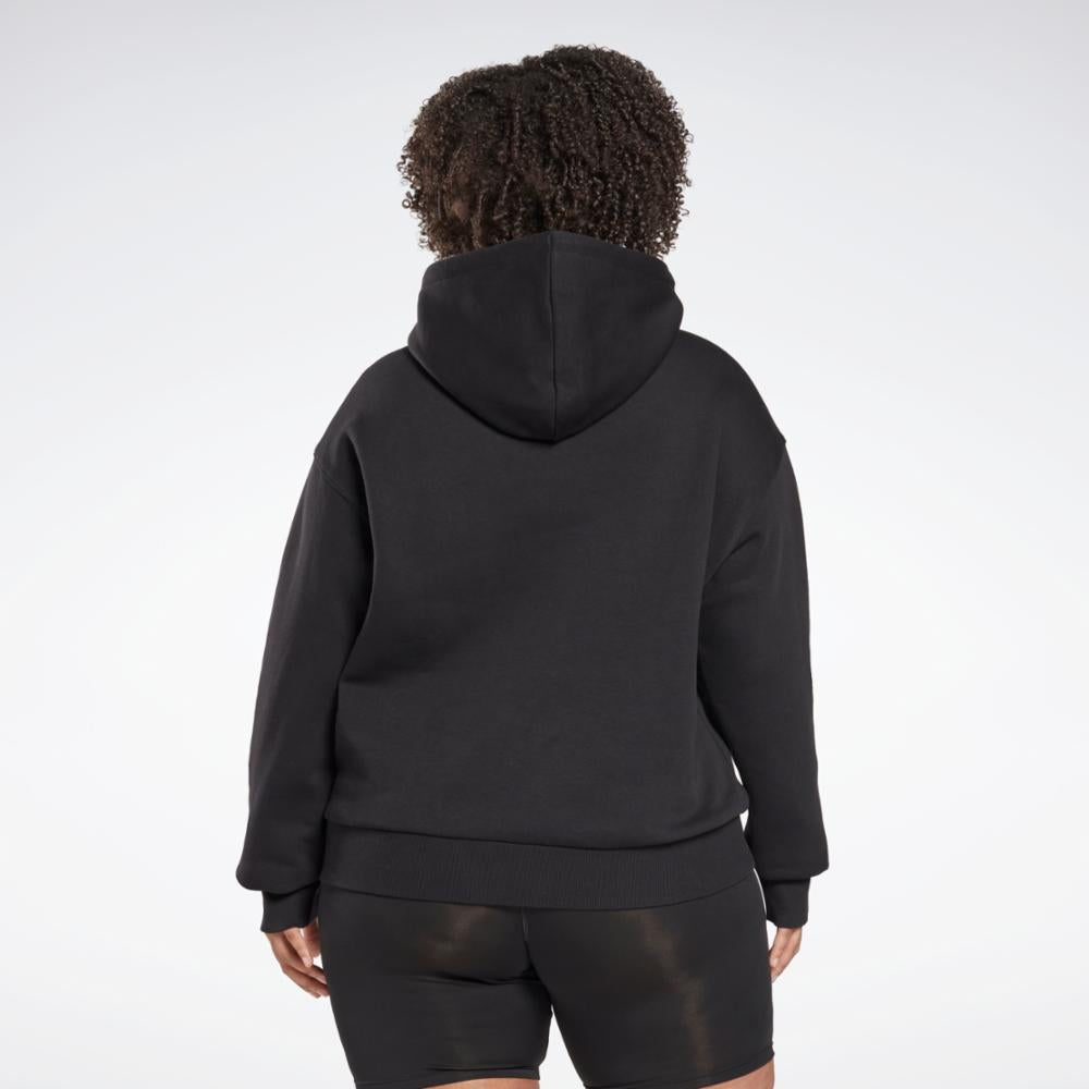 Sweat à capuche polaire Reebok pour femme Ri Bl, application d'entraînement Reebok pour femme, noir, standard