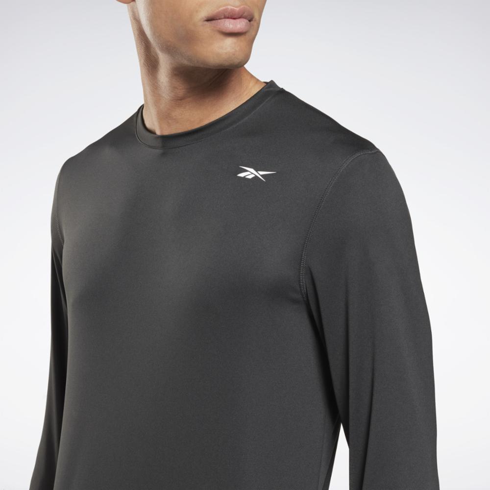 Reebok Apparel  Men's Train Long Sleeve Tech Tee Reebok Training App Men Black Reg