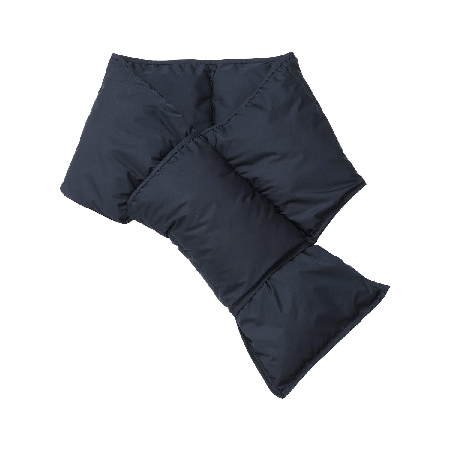 navy padded scarf on a white background