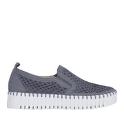 Blue grey slip-on sneaker on a white background