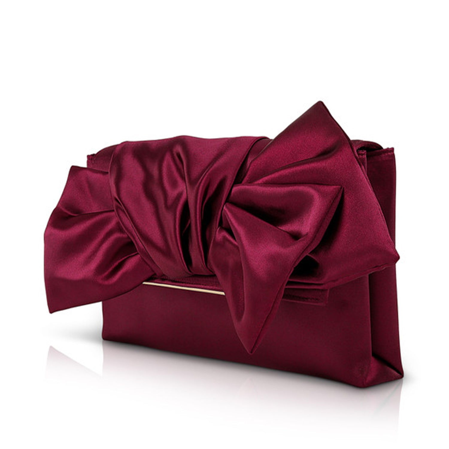 Jewel Badgley Mischka Women's Delilah Tie Bow Clutch in Bordeaux