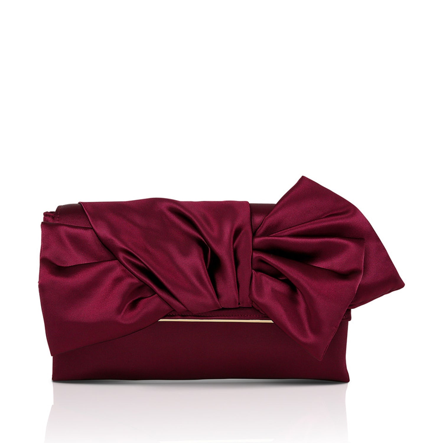 Jewel Badgley Mischka Women's Delilah Tie Bow Clutch in Bordeaux