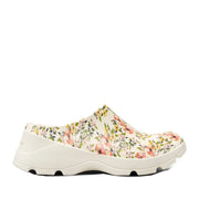 Floral-patterned shoe on a white background