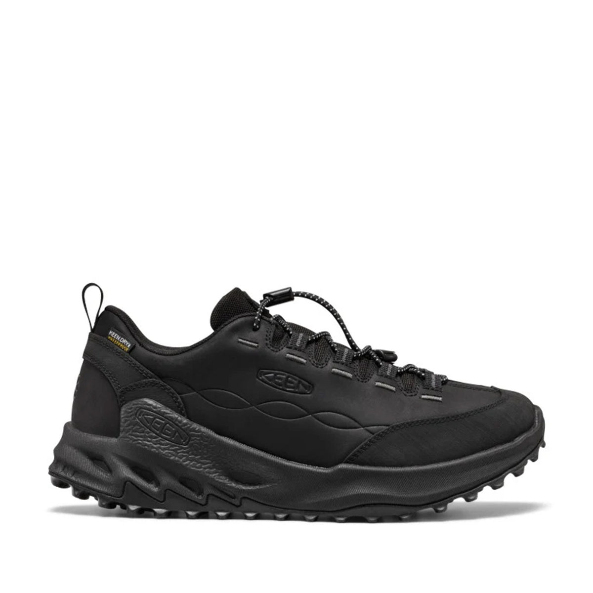 black waterproof hiking sneaker on a white background