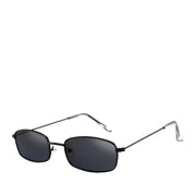 Black metal rectangular sunglasses on a white background