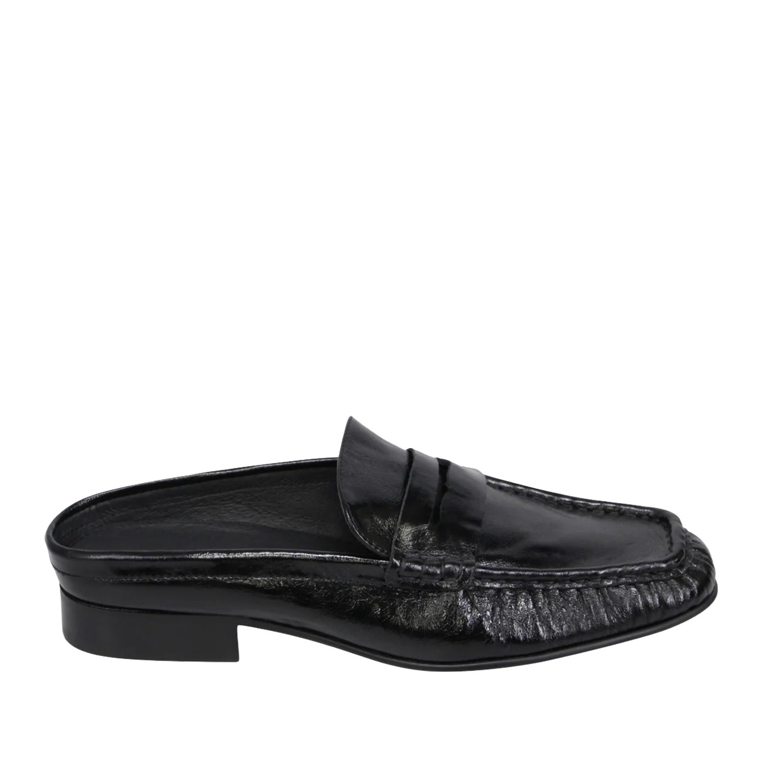 Mollini Women's Asteff Loafer Mule in Black Crinkle