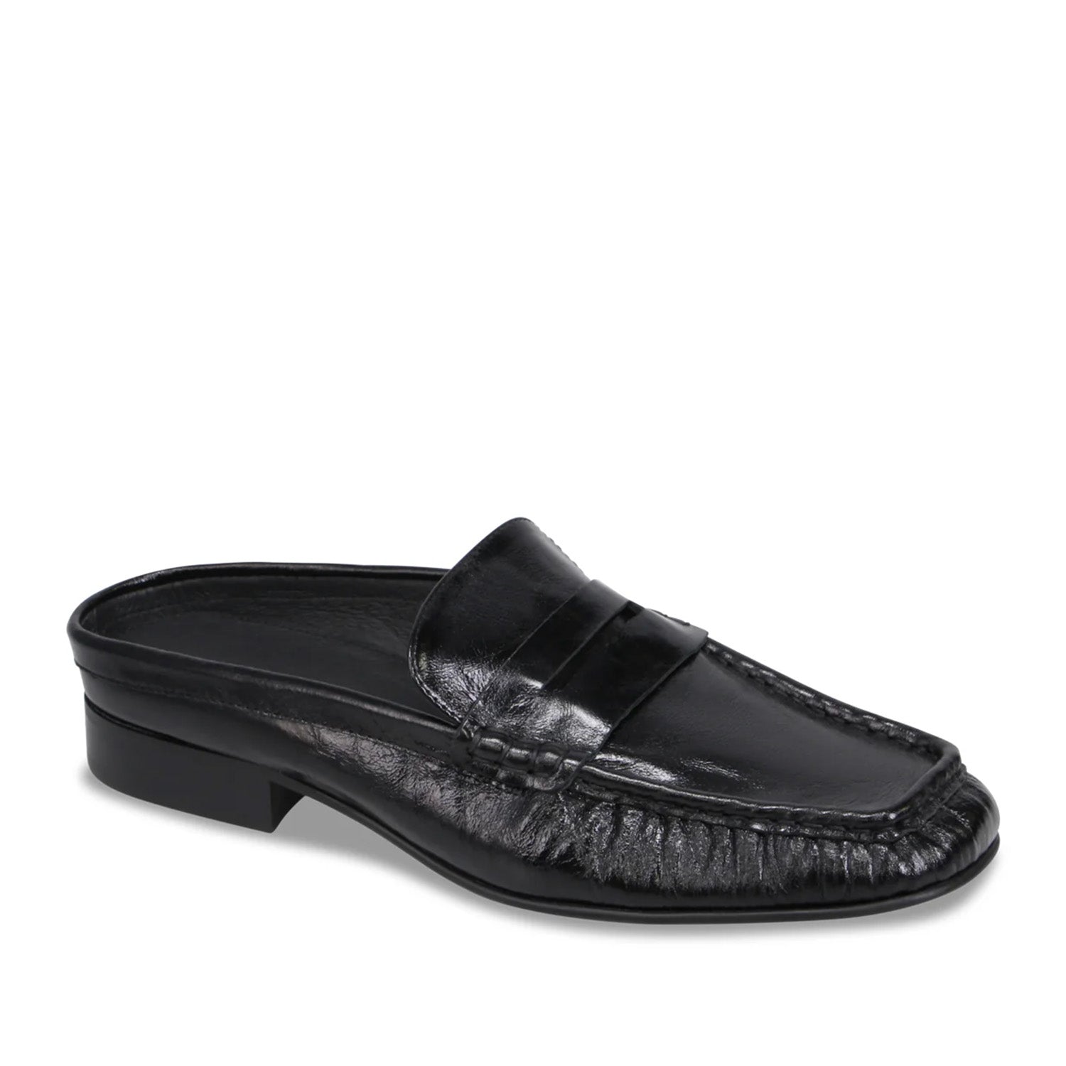 Mollini Women's Asteff Loafer Mule in Black Crinkle