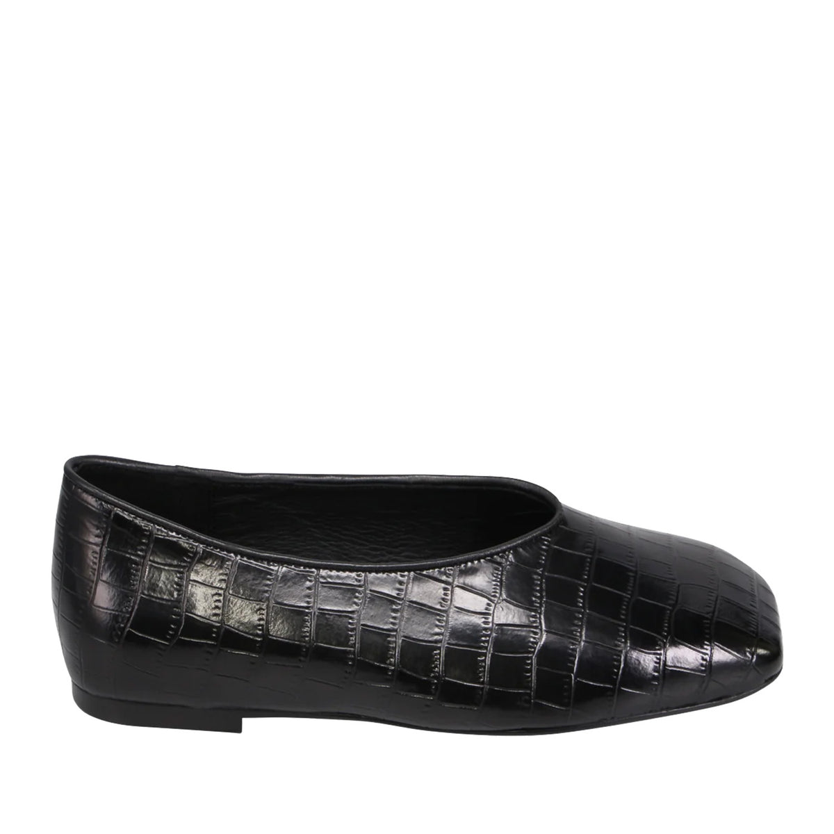 Mollini Women's Bevira Flat in Black Croc