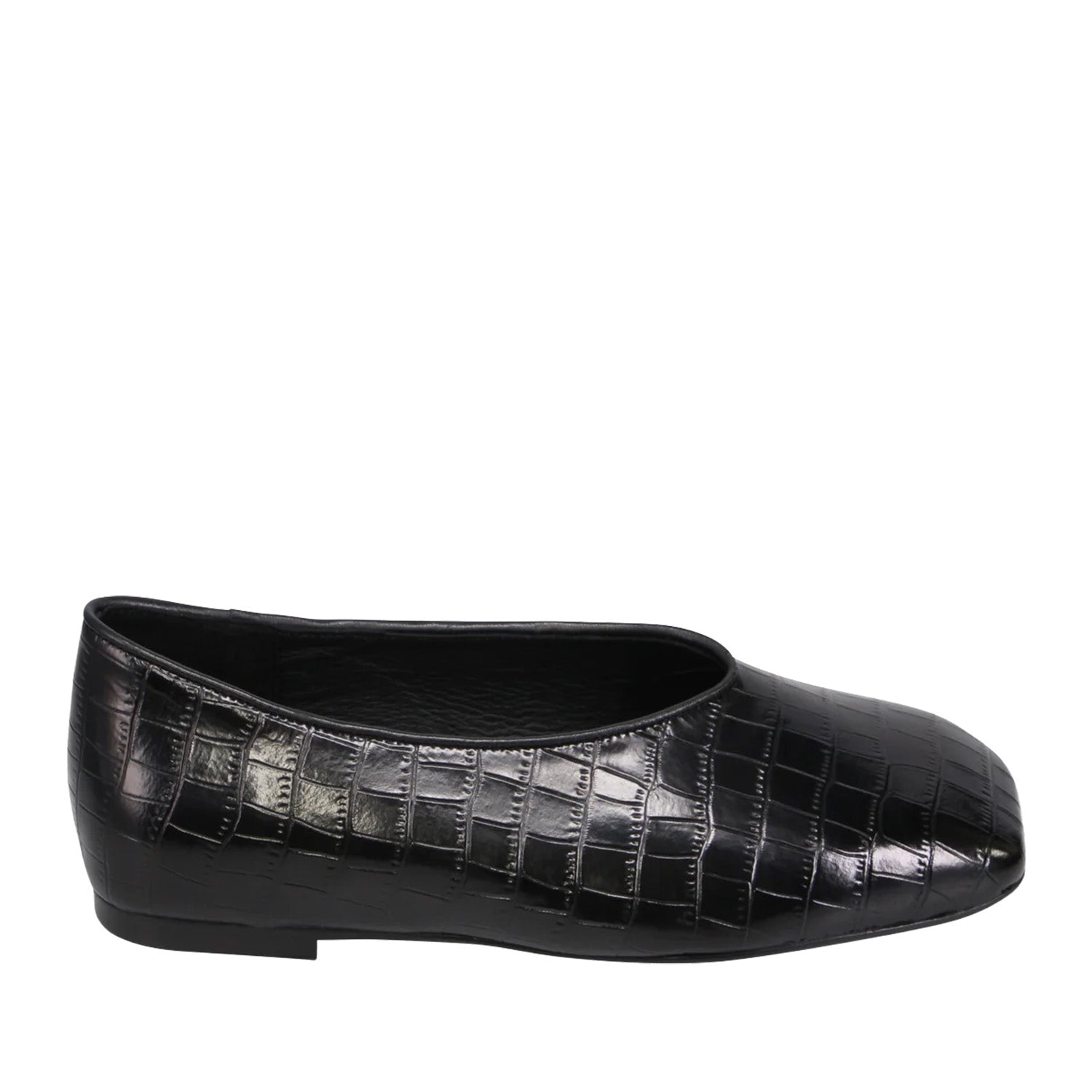Mollini Women's Bevira Flat in Black Croc