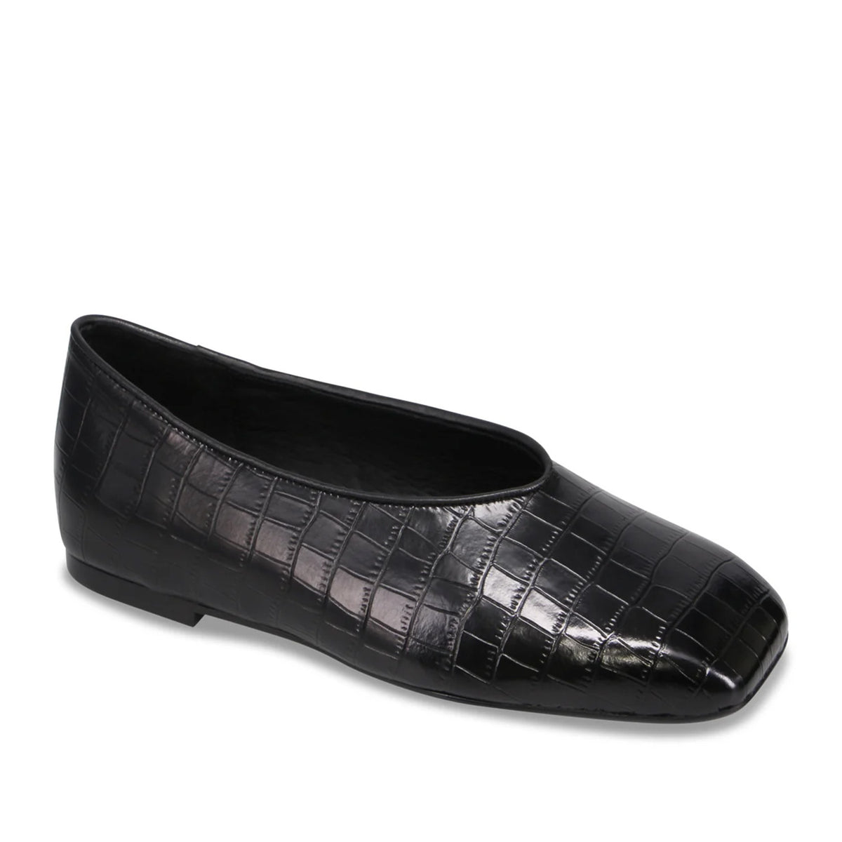 Mollini Women's Bevira Flat in Black Croc