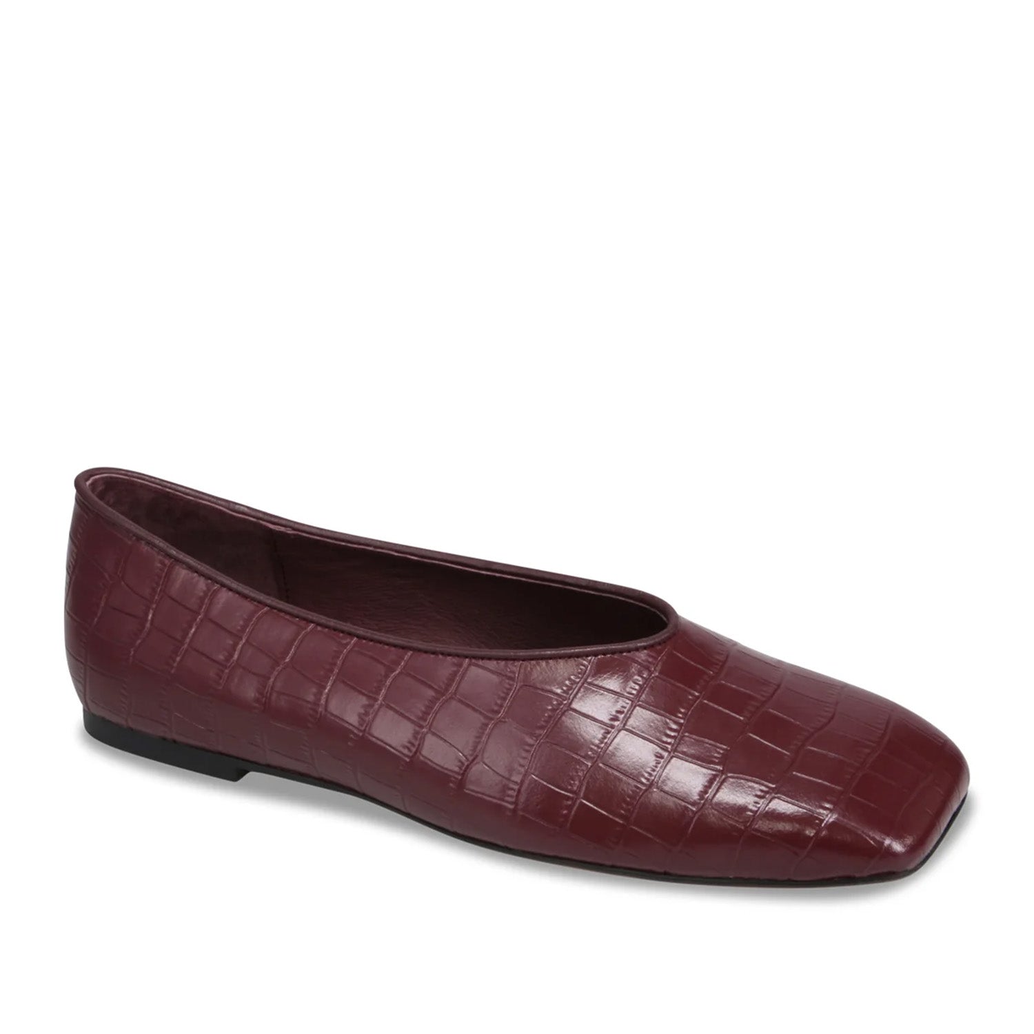 Mollini Women's Bevira Flat in Burgundy Croc