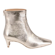 Mollini Women's Darhl Heeled Bootie in Platinum Crinkle