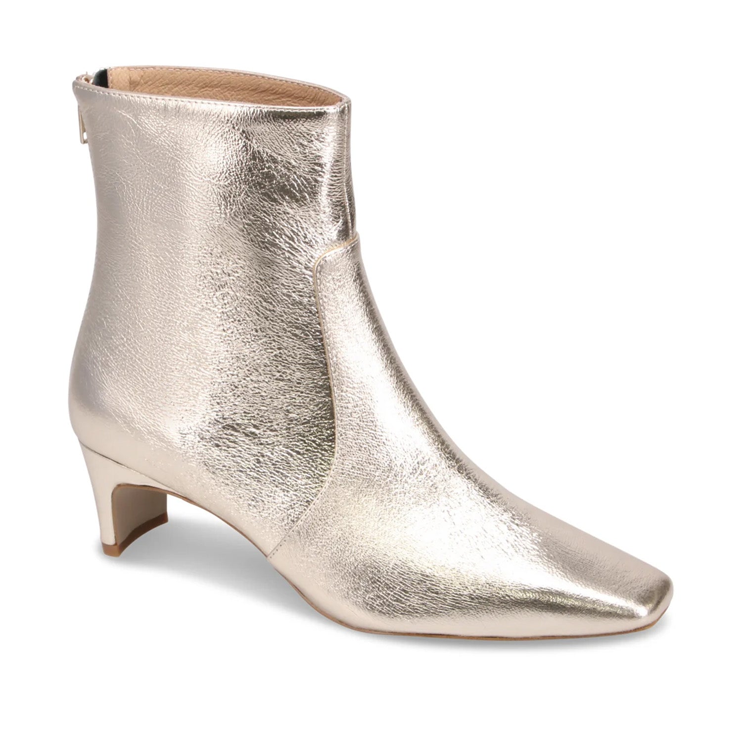 Mollini Women's Darhl Heeled Bootie in Platinum Crinkle