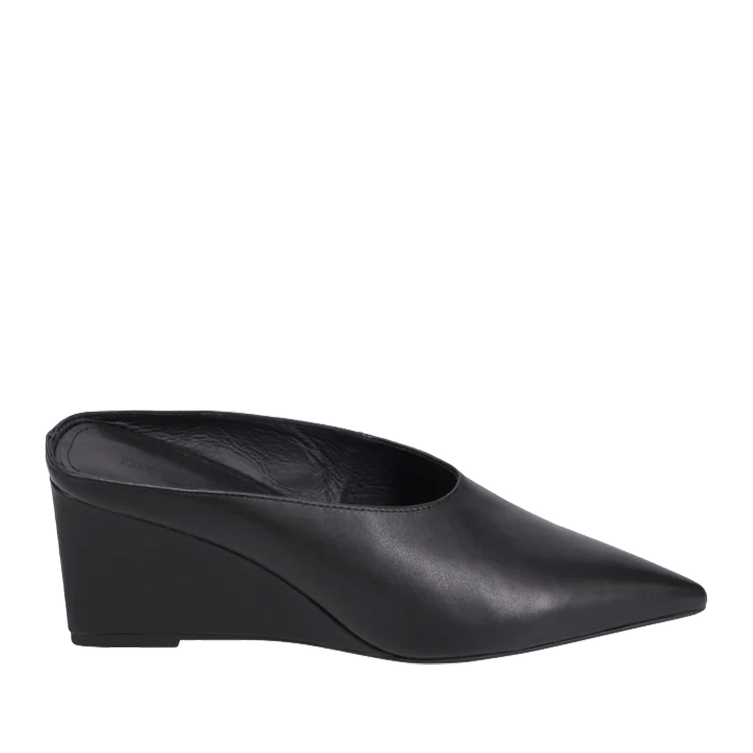 Black wedge shoe on a white background