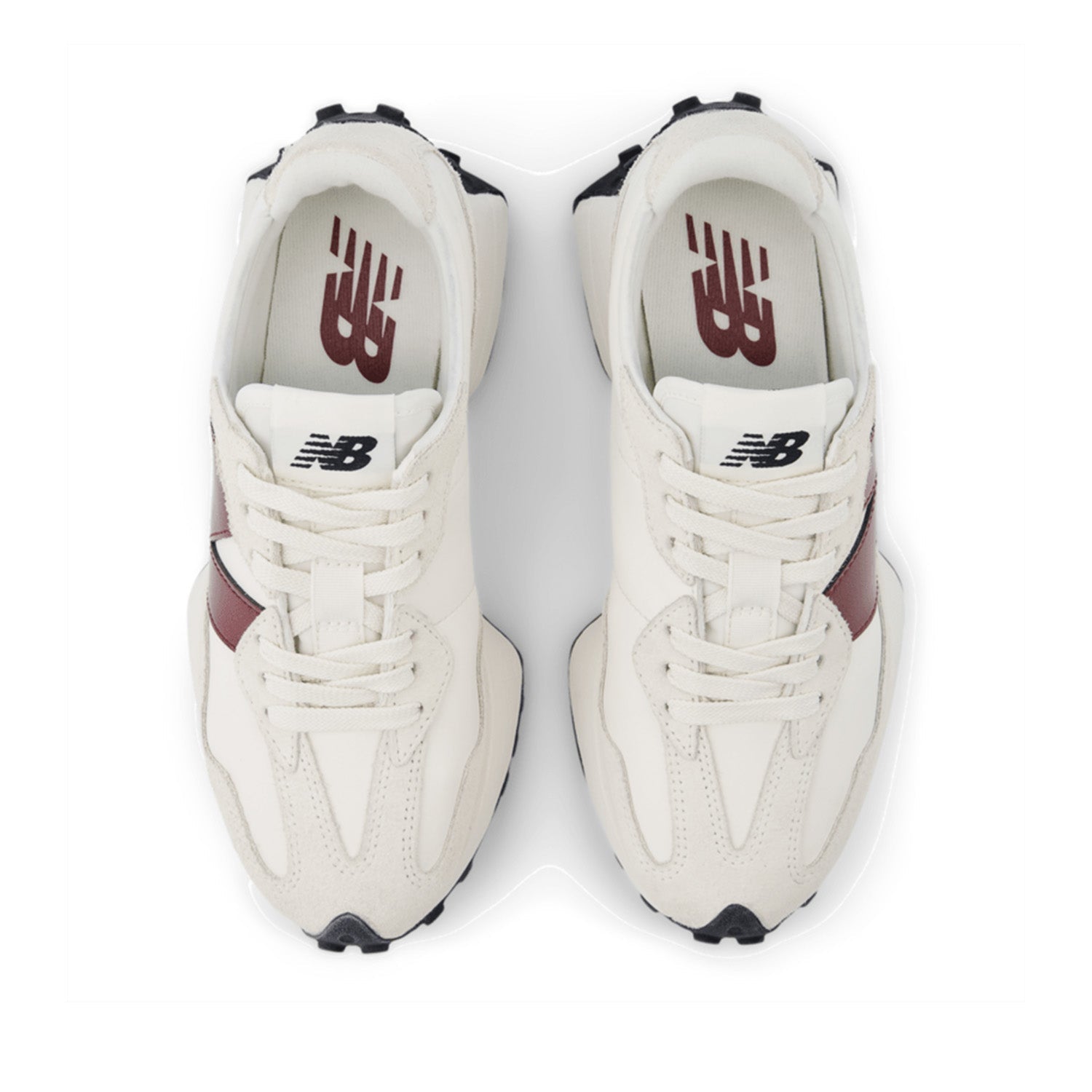 New Balance Women's 327 in Sea Salt with Monarch Burgundy