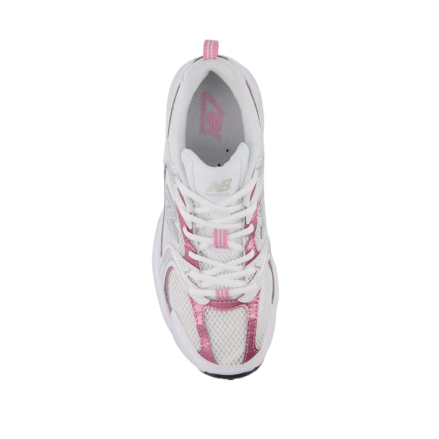 New Balance 530 unisexe en blanc/rose sucre/argent métallisé