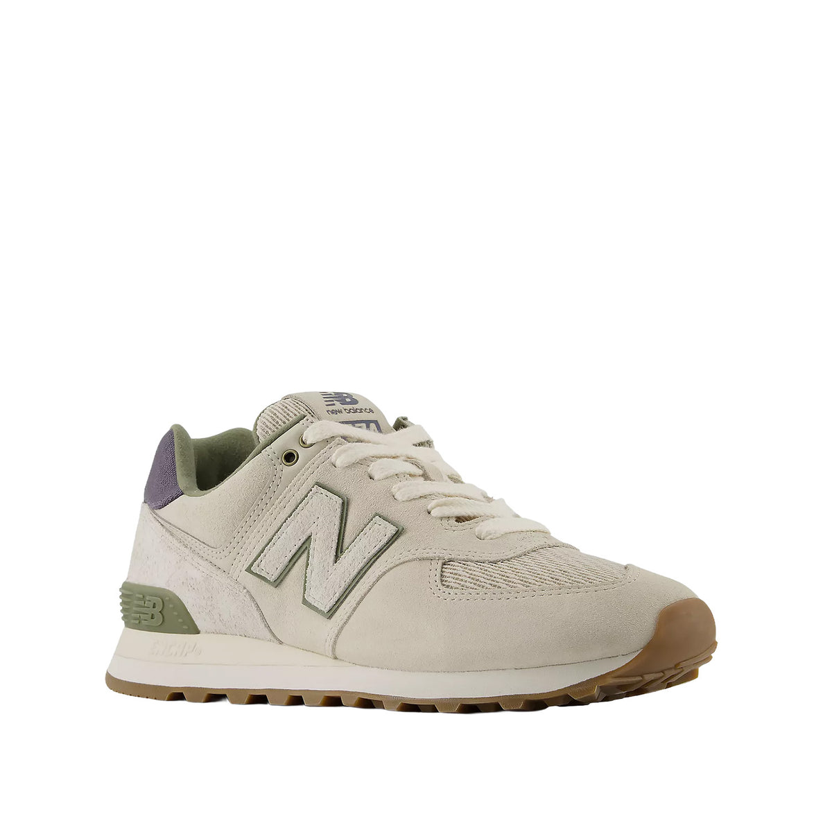 New Balance Unisex 574 in Timberwolf/Dark Olivine