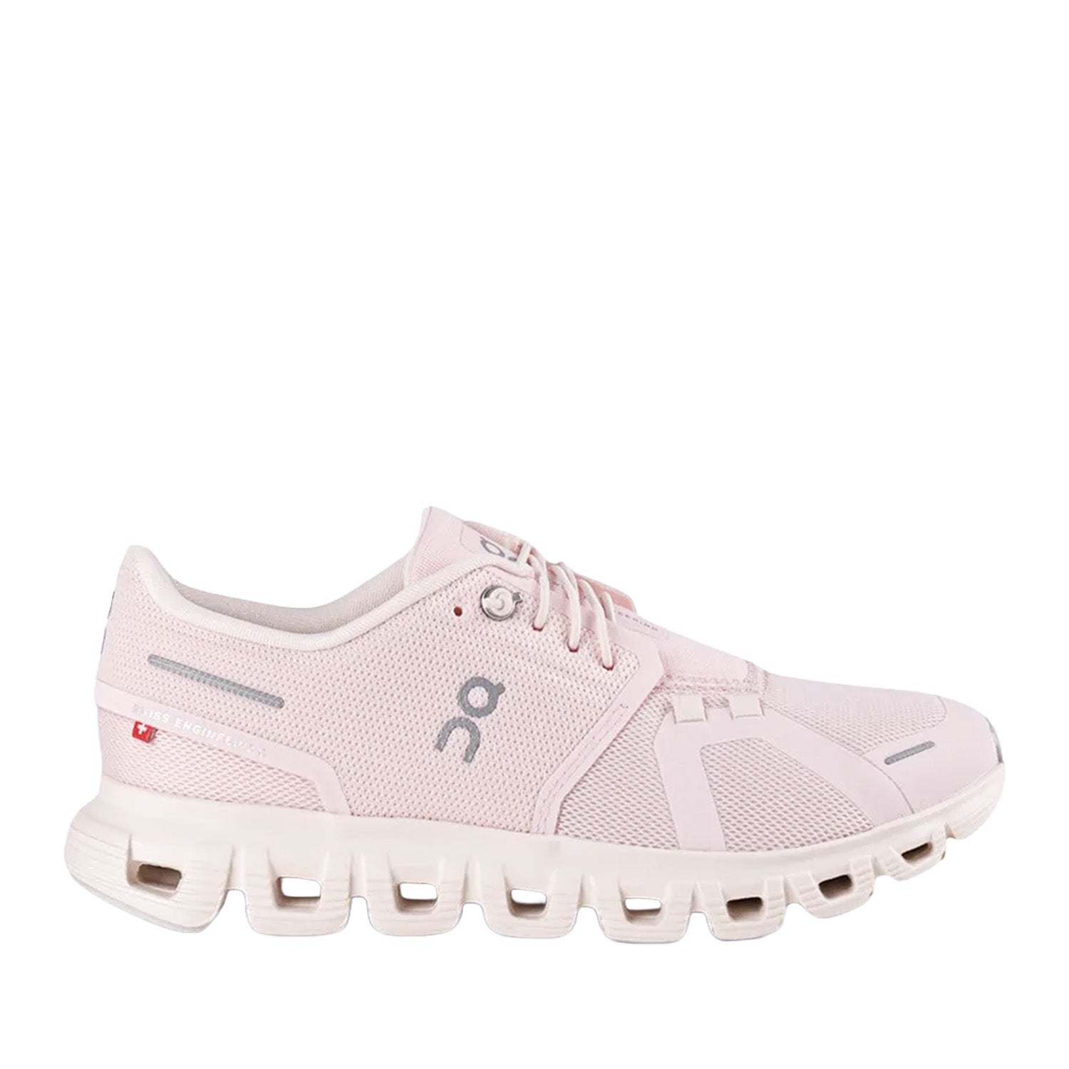Pink running sneaker on a white background 
