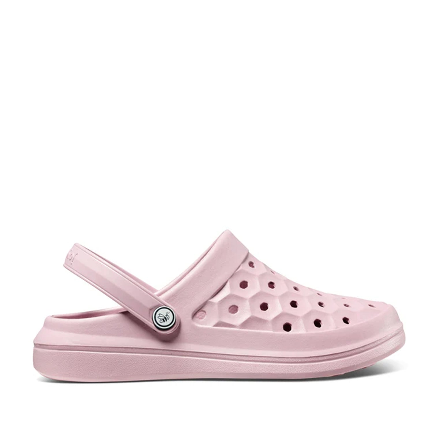 Pink clog shoe on a white background