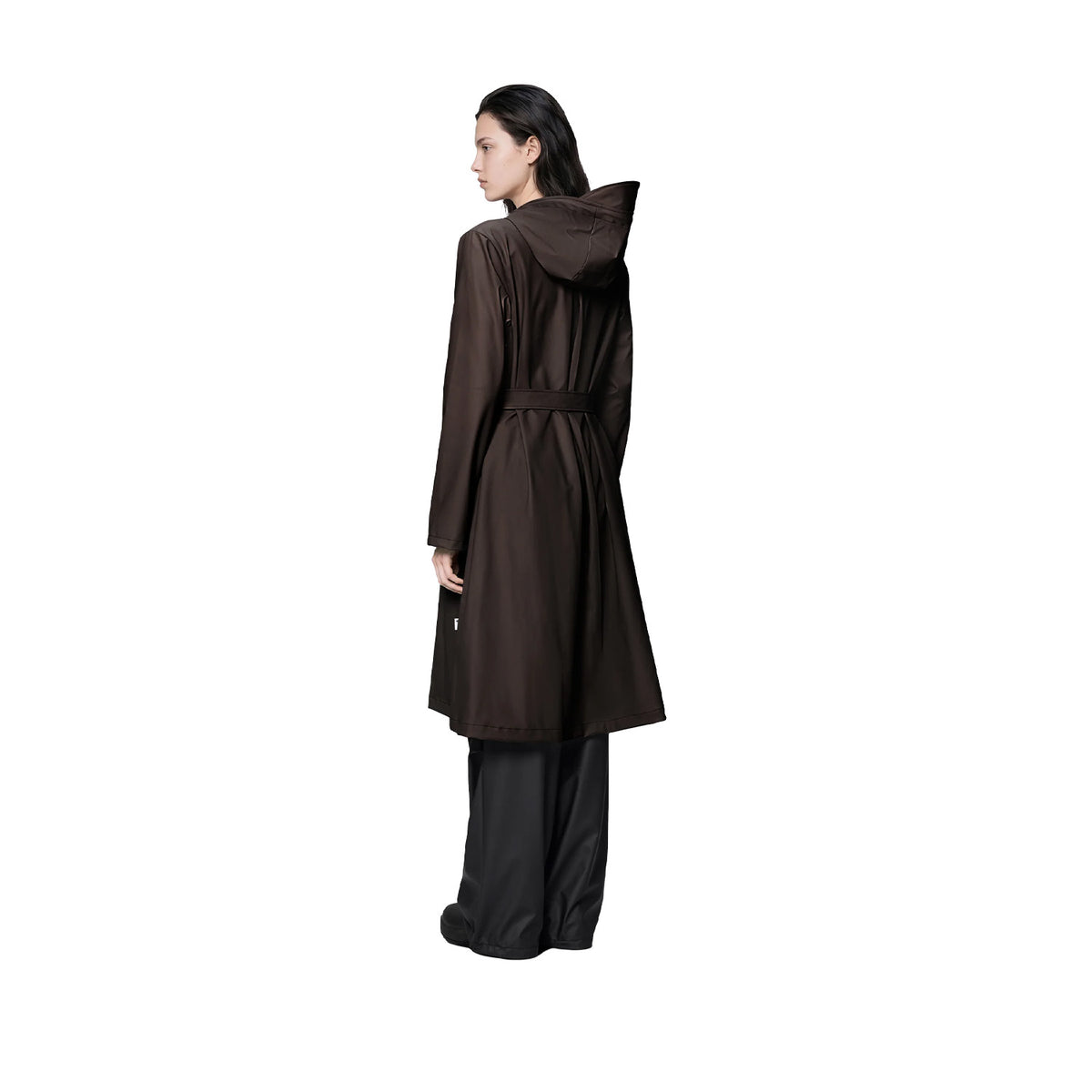 Rains Women's A-Line Longer Jacket W3 in Bark