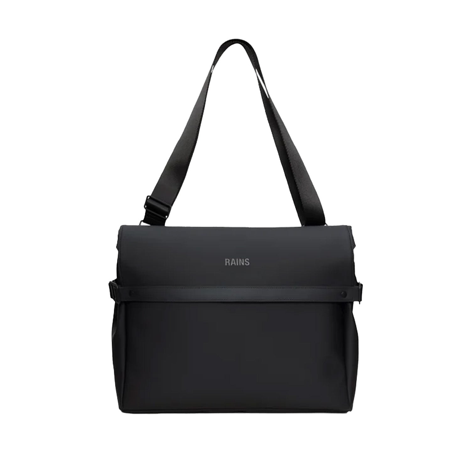 black messenger bag on a white background