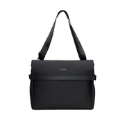 black messenger bag on a white background