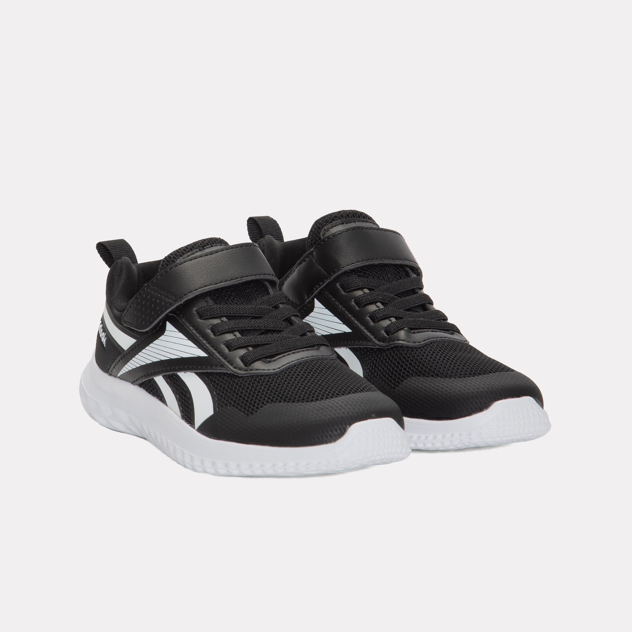 Reebok Kids' Rush Runner 5 Elastic Lace & Top Strap Child  In Black/Black M