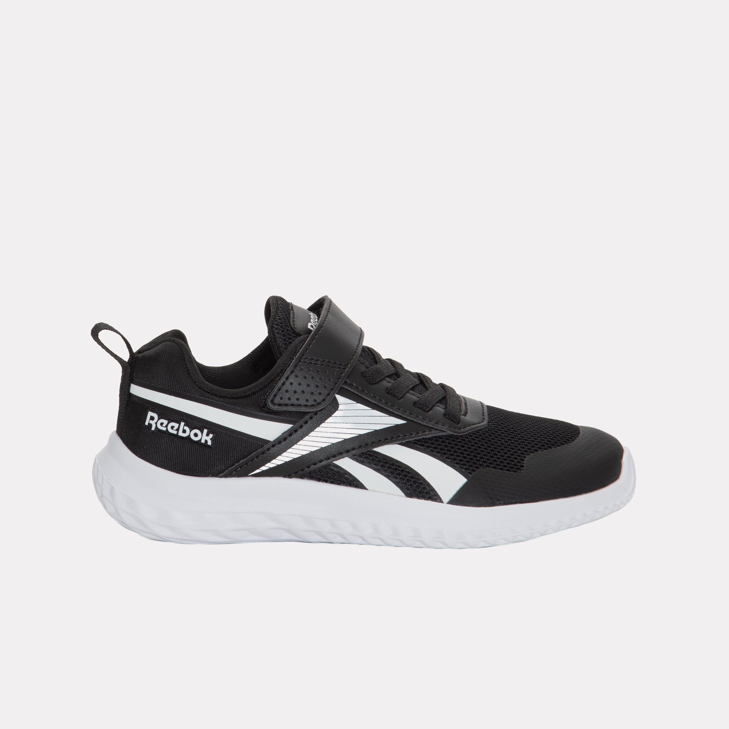 Reebok Kids' Rush Runner 5 Elastic Lace & Top Strap Child  In Black/Black M