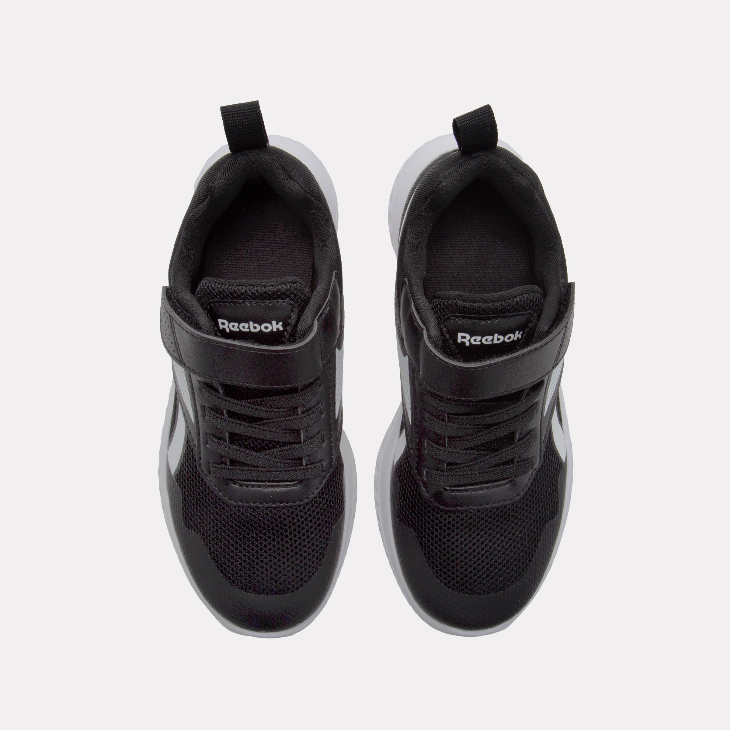 Reebok Kids' Rush Runner 5 Elastic Lace & Top Strap Child  In Black/Black M