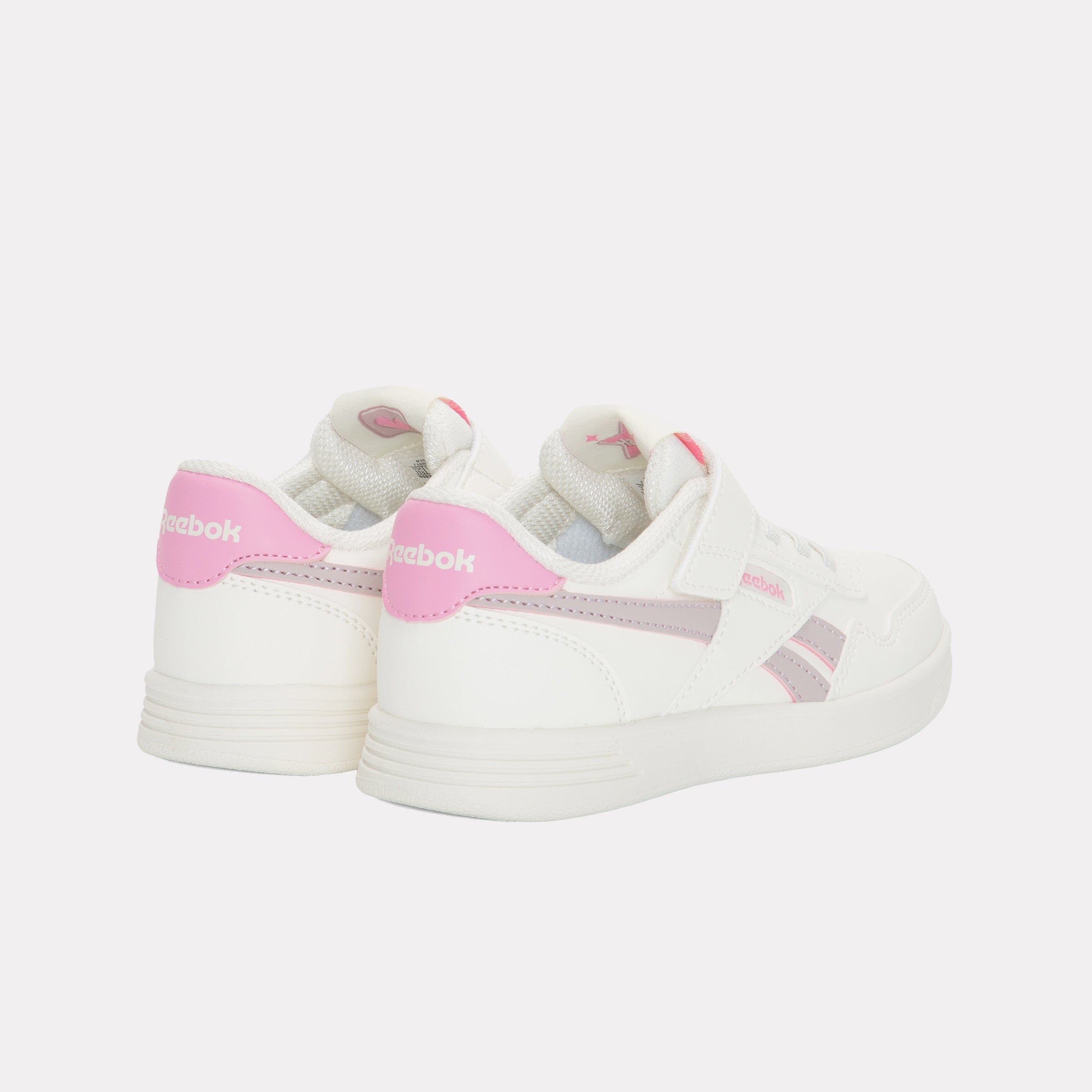 Reebok Girl's' Court Advance Elastic Lace & Top Strap Child  In Chalk/Mutedmauve/Playfulpink M
