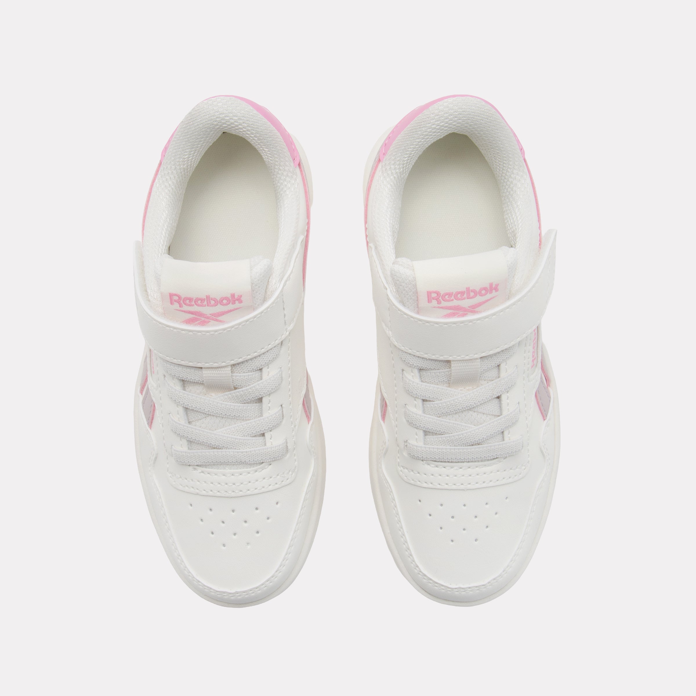 Reebok Girl's' Court Advance Elastic Lace & Top Strap Child  In Chalk/Mutedmauve/Playfulpink M