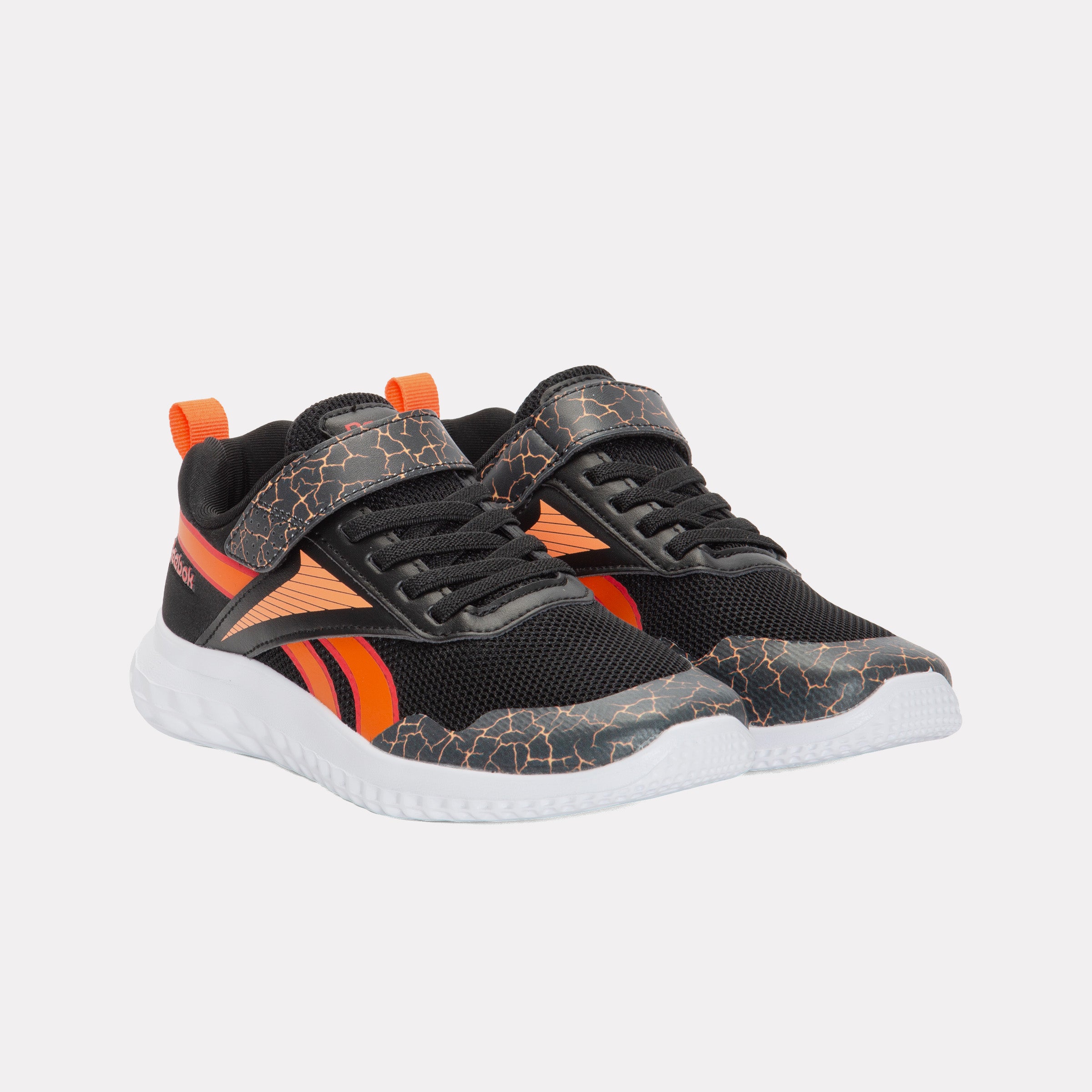 Reebok Kids' Rush Runner 5 Elastic Lace & Top Strap Child  In Black/Orange M