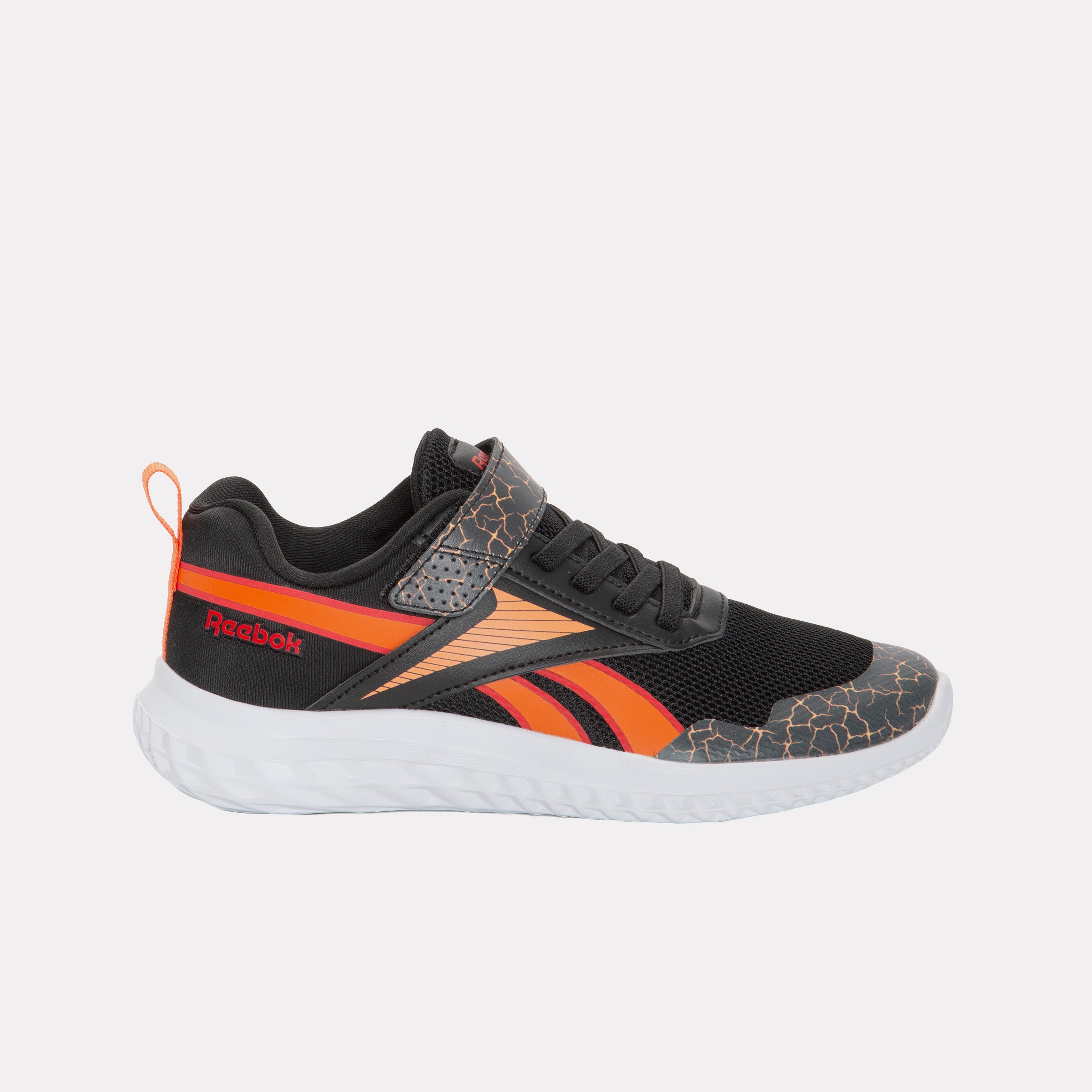 Reebok Kids' Rush Runner 5 Elastic Lace & Top Strap Child  In Black/Orange M