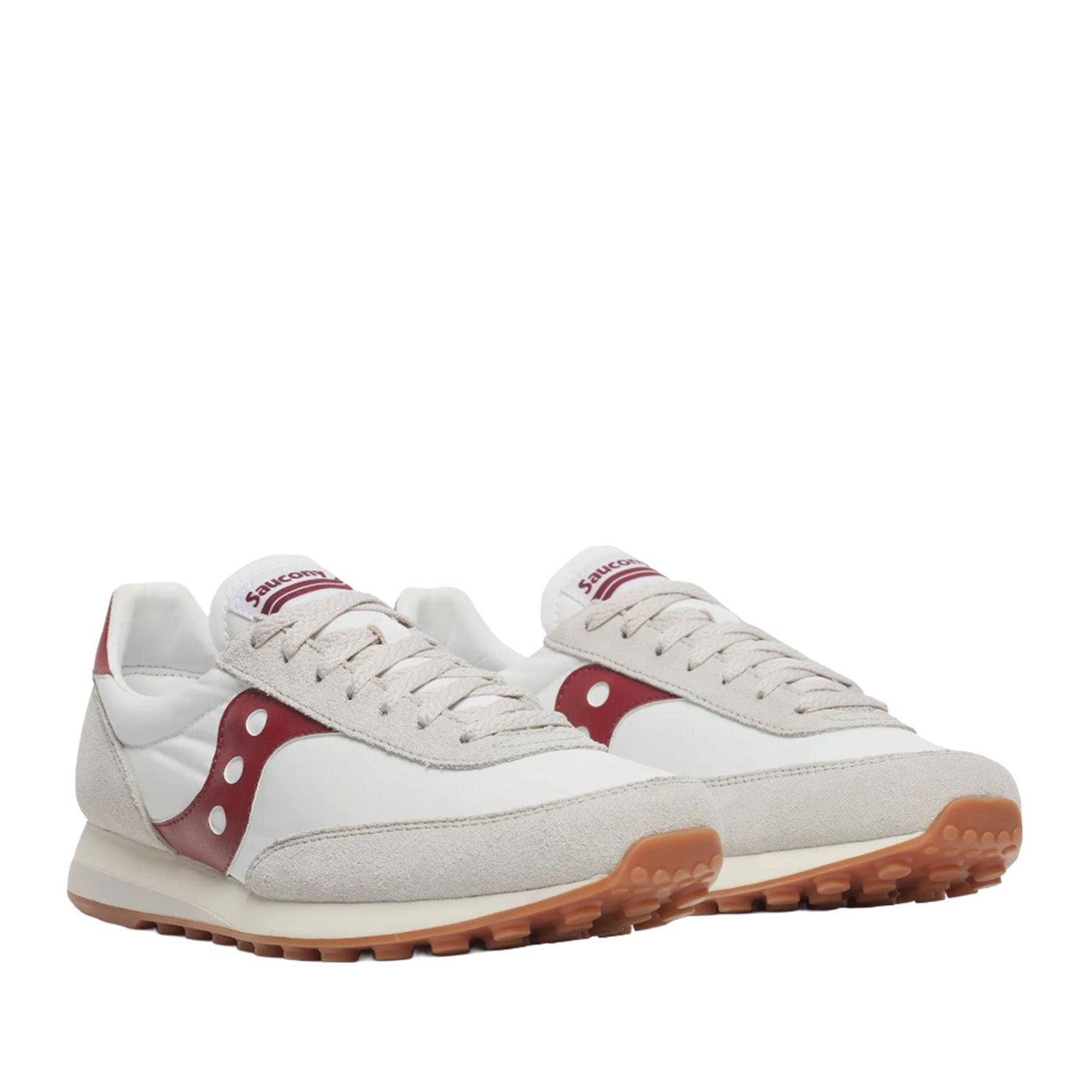 Saucony Unisex Trainer 80 in White/Maroon