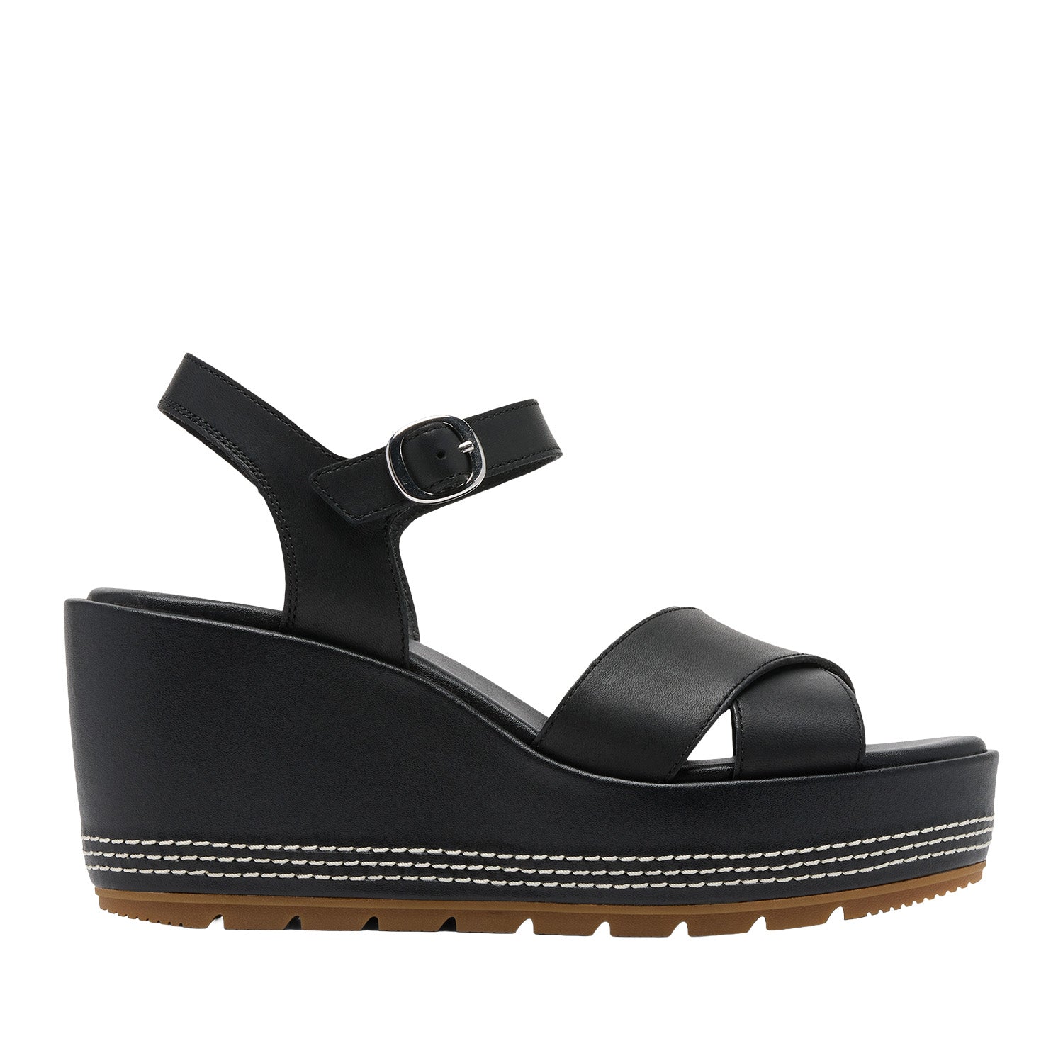 Sorel Women's Sunpeak Wedge Ankle Strap in Black/Gum