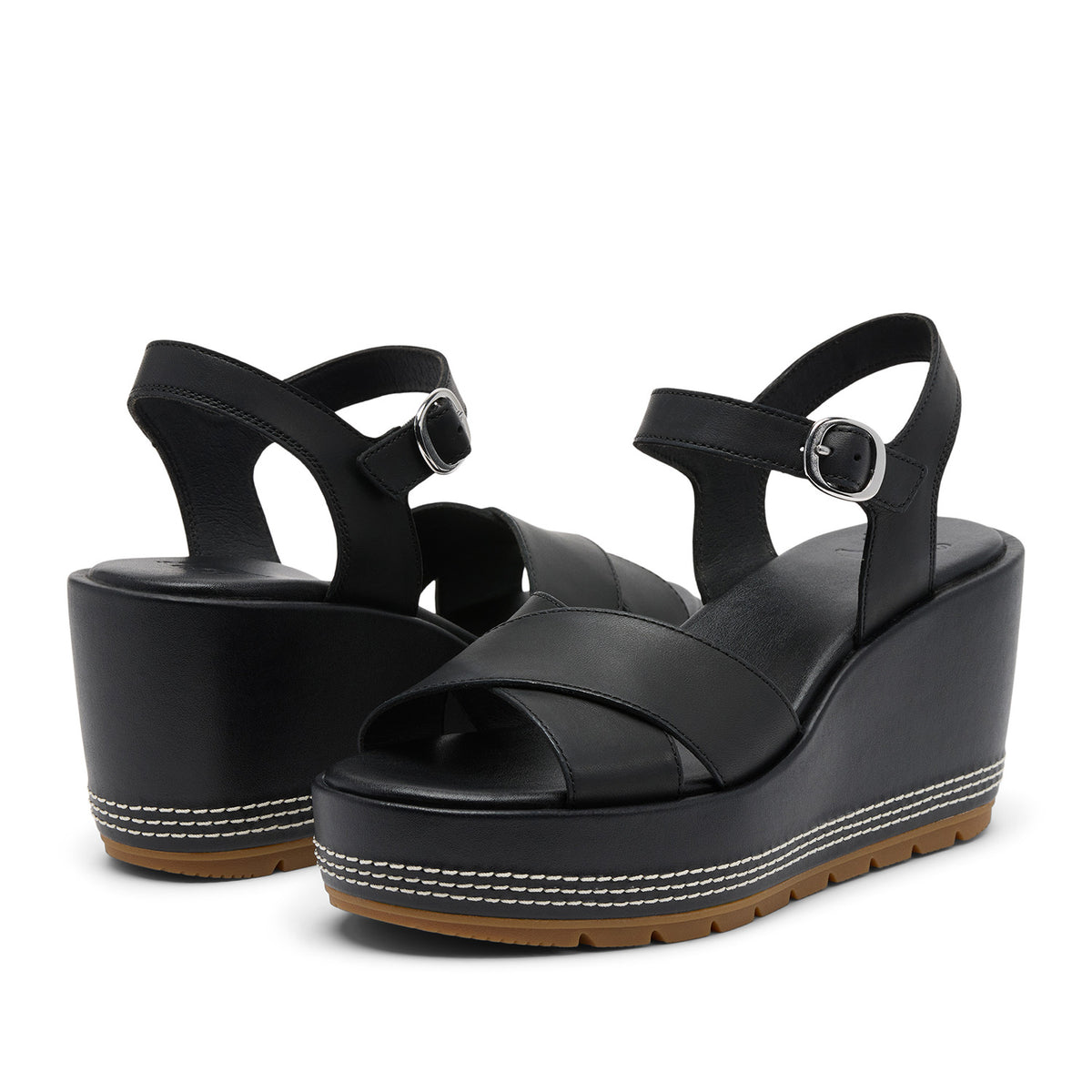 Sorel Women's Sunpeak Wedge Ankle Strap in Black/Gum
