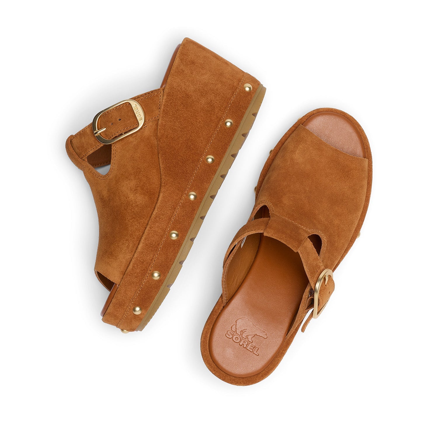 Sorel Women's Sunpeak™ Wedge Slide Rvt in Iced Tea/Gum 16