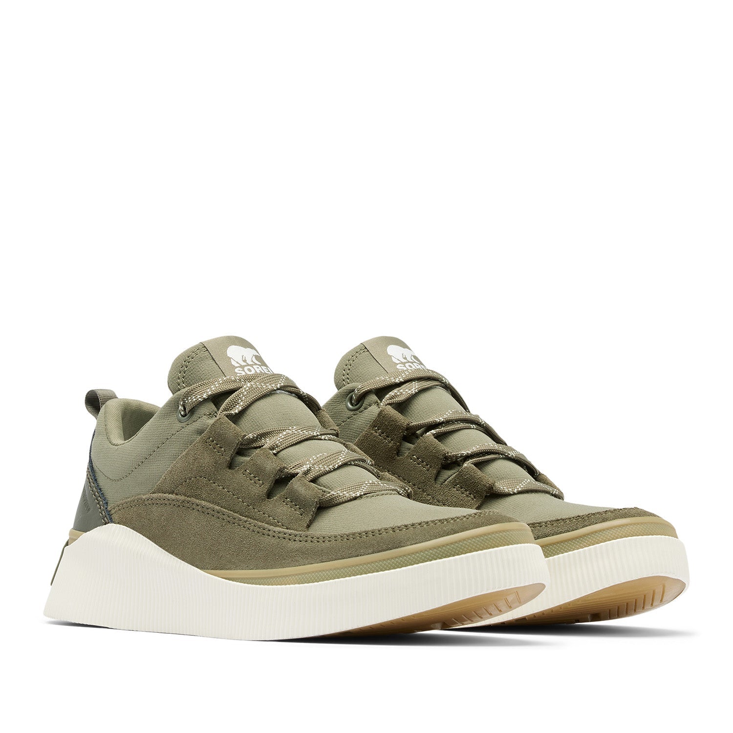 Sorel Women's Out N About IV Low Sneaker WP in Stone Green/Chalk