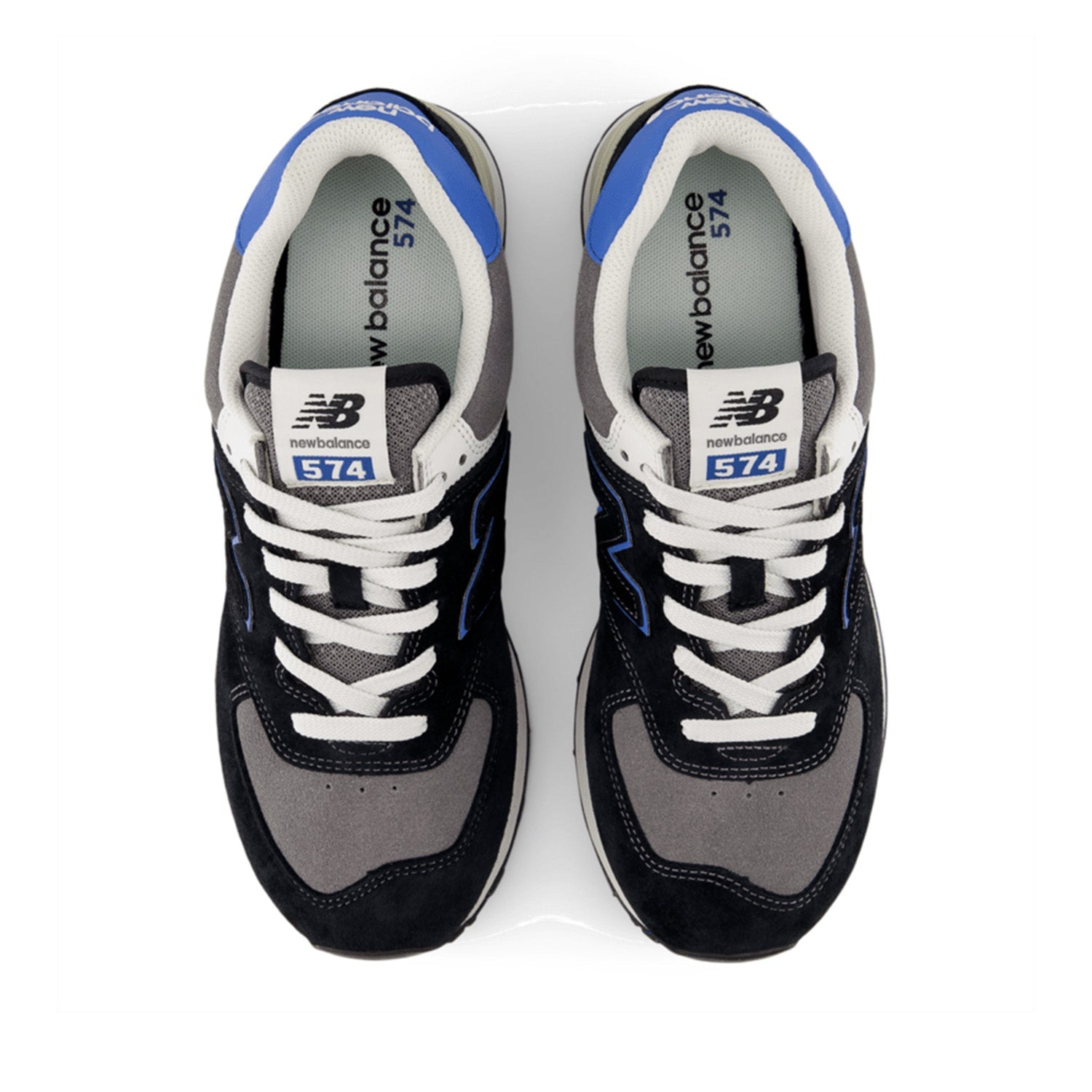 New Balance 574 unisexe, noir avec agate bleue