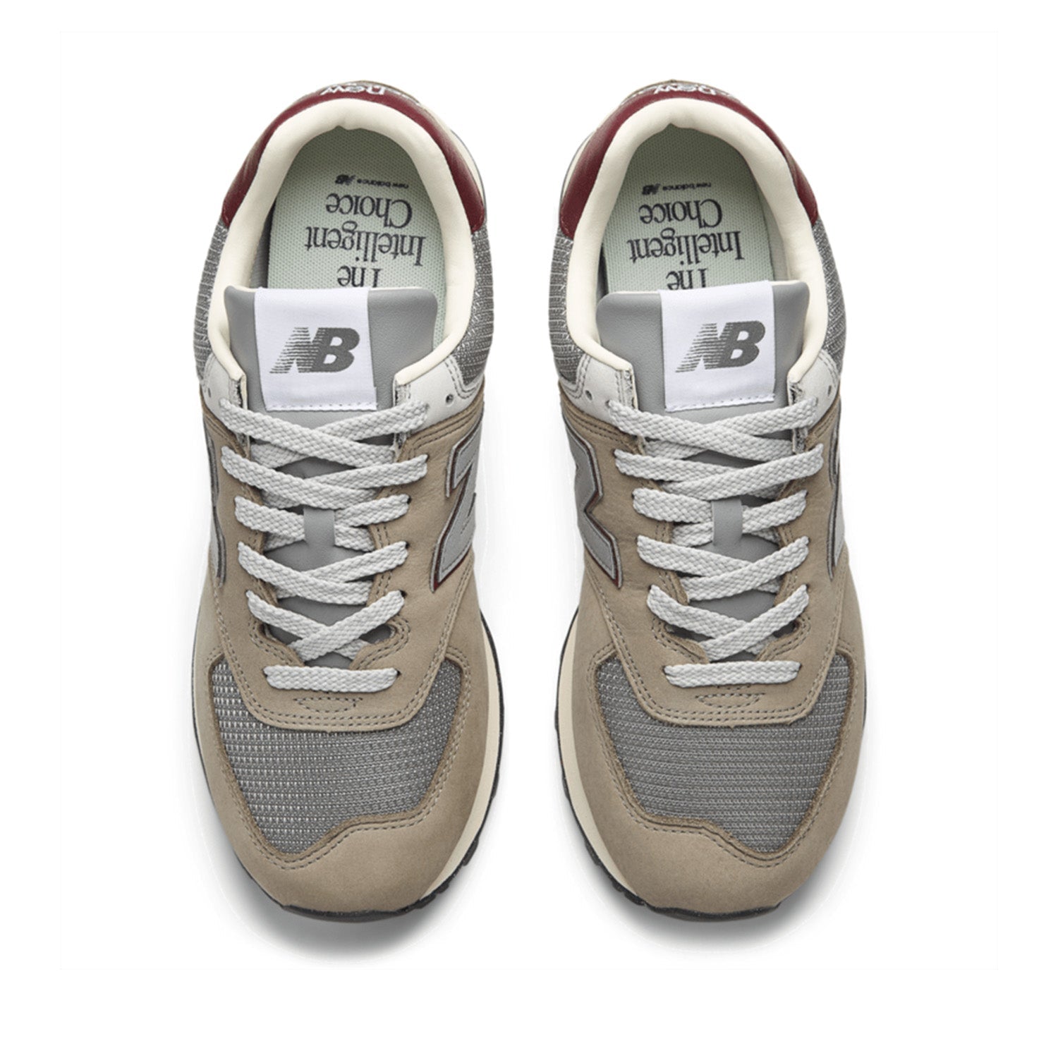 New Balance Unisex 574 in Arid Stone with Monarch Burgundy