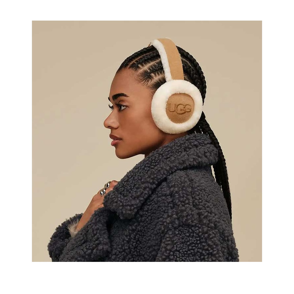 UGG Women's Sheepskin Embroidery Earmuff in Chestnut