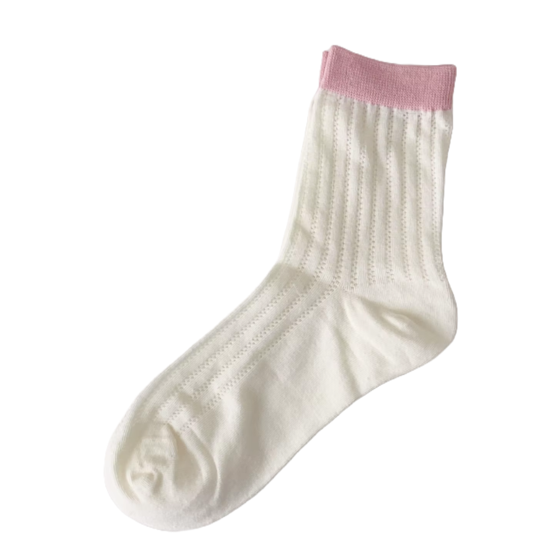 FLOOF Two-Tone Sock in White/Pink